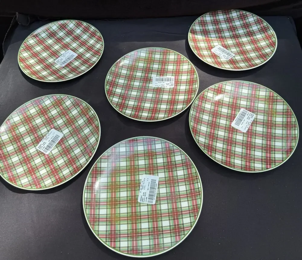 6 Brand New Nikko Happy Holidays 8” Salad Plates New With Tags!